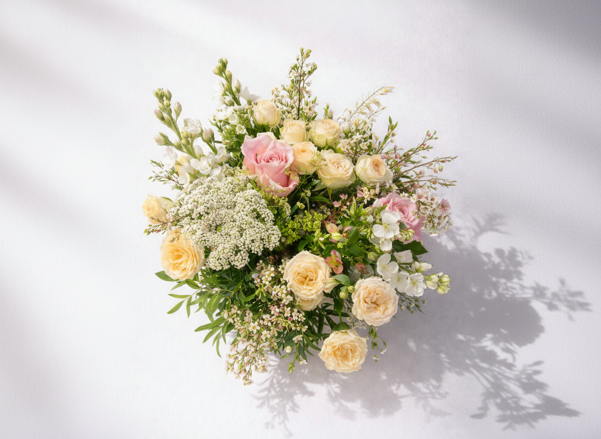Lokal florist binder en handgjord bukett