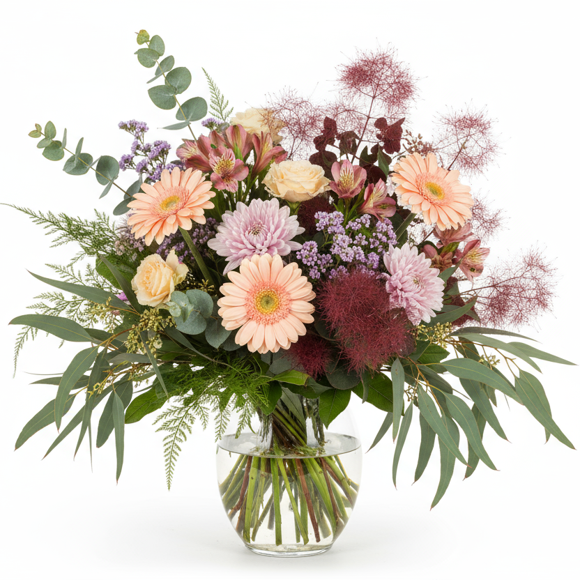 Aprikosa-rosa bukett stor