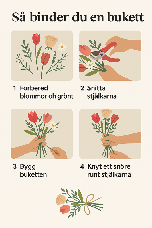 Så binder du en bukett – Floristens guide till en vacker handbunden blomsterdröm