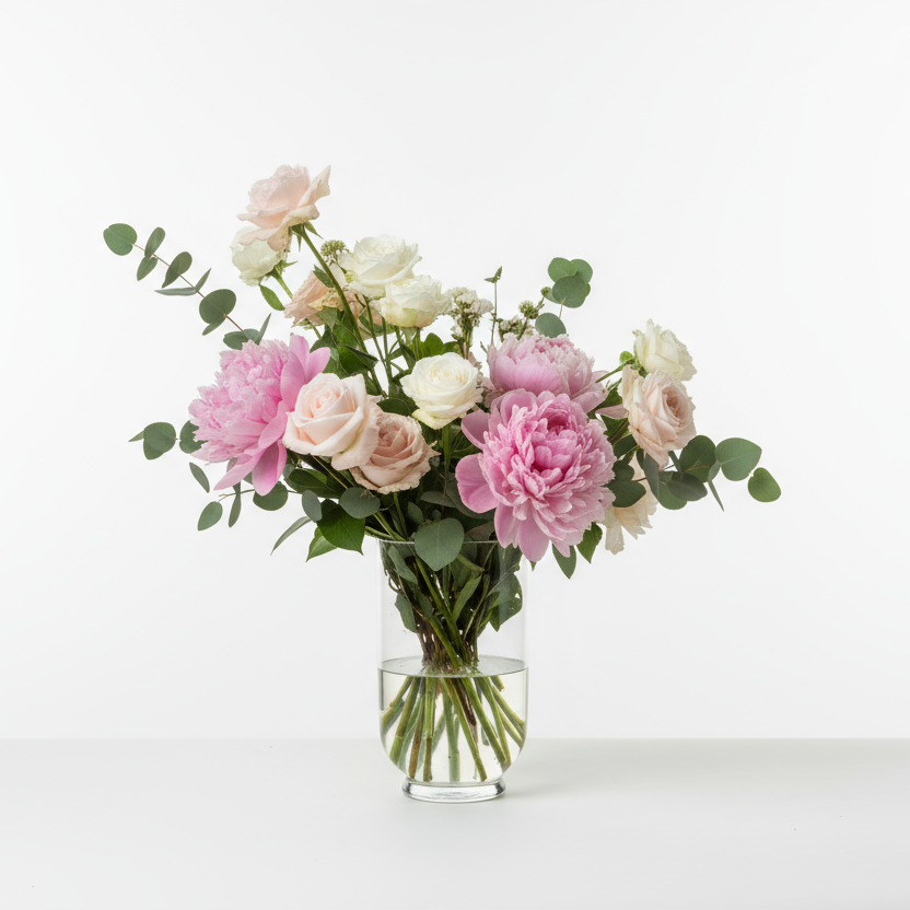 Romantisk Pion- och Rosenbukett