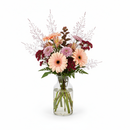 Aprikosa-rosa bukett liten