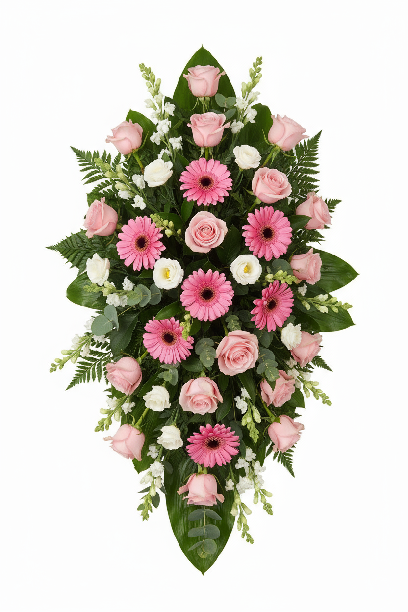 Begravningsdekoration i rosa