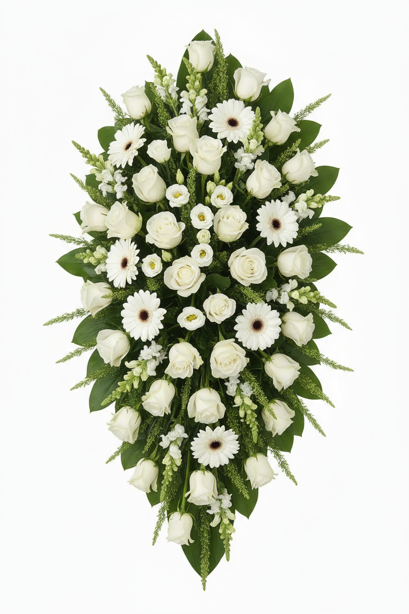 Begravningsdekoration i vitt