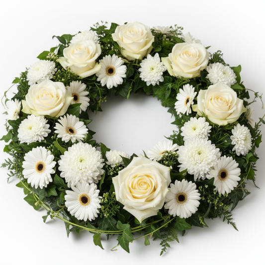 Begravningskrans flat lay