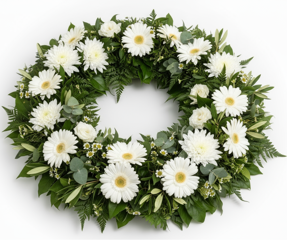 Begravningskrans flat lay