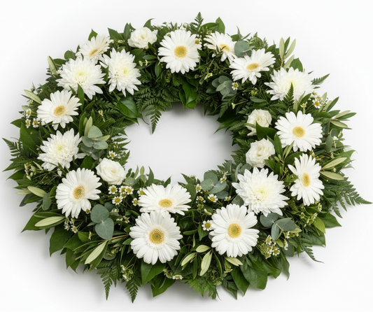 Begravningskrans flat lay