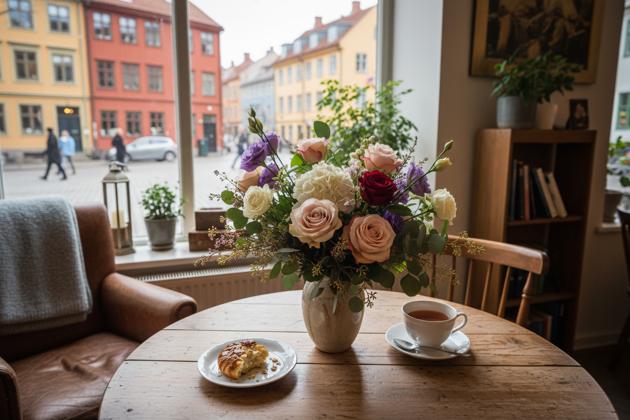Bukett på café i Haga