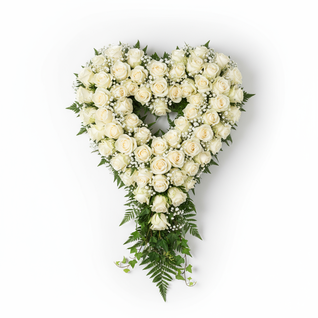 Cremefärgad begravningskrans symmetrisk