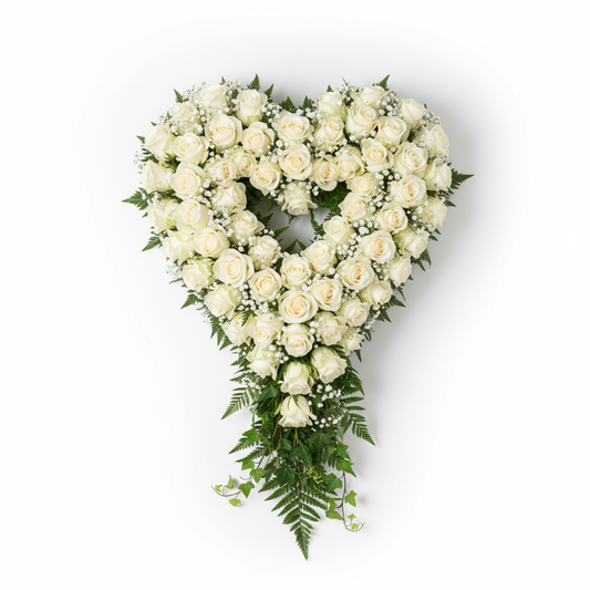 Cremefärgad begravningskrans symmetrisk