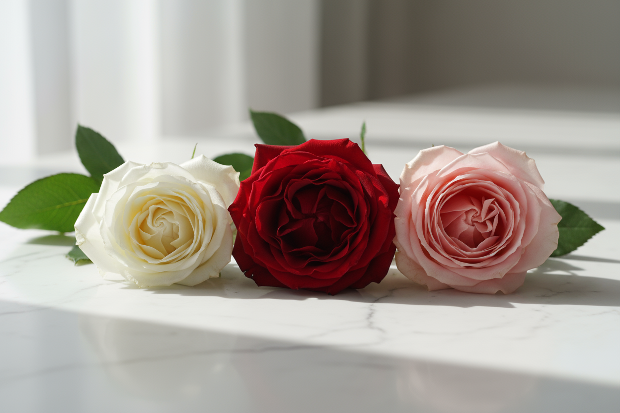 Färgpalett - Tre matchande rosor