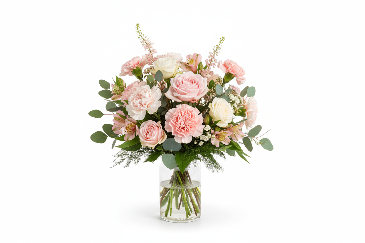 Ljusrosa bukett produktfoto