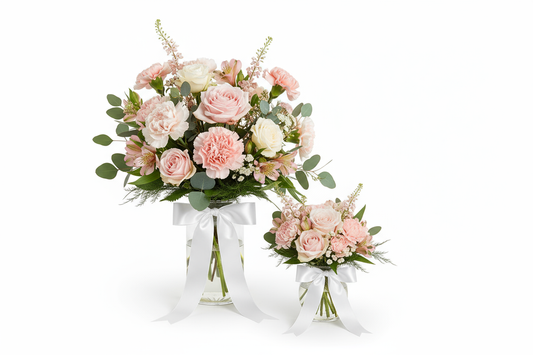 Ljusrosa romantik duo med vita band