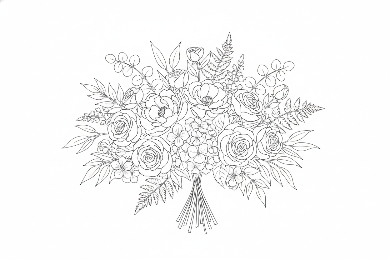 Lyx bukett - ren linjeritning