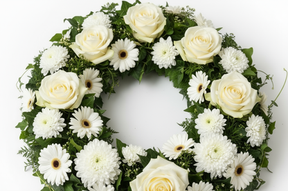 Närbild begravningskrans