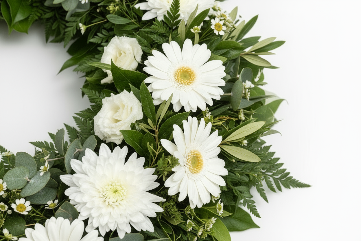 Närbild begravningskrans