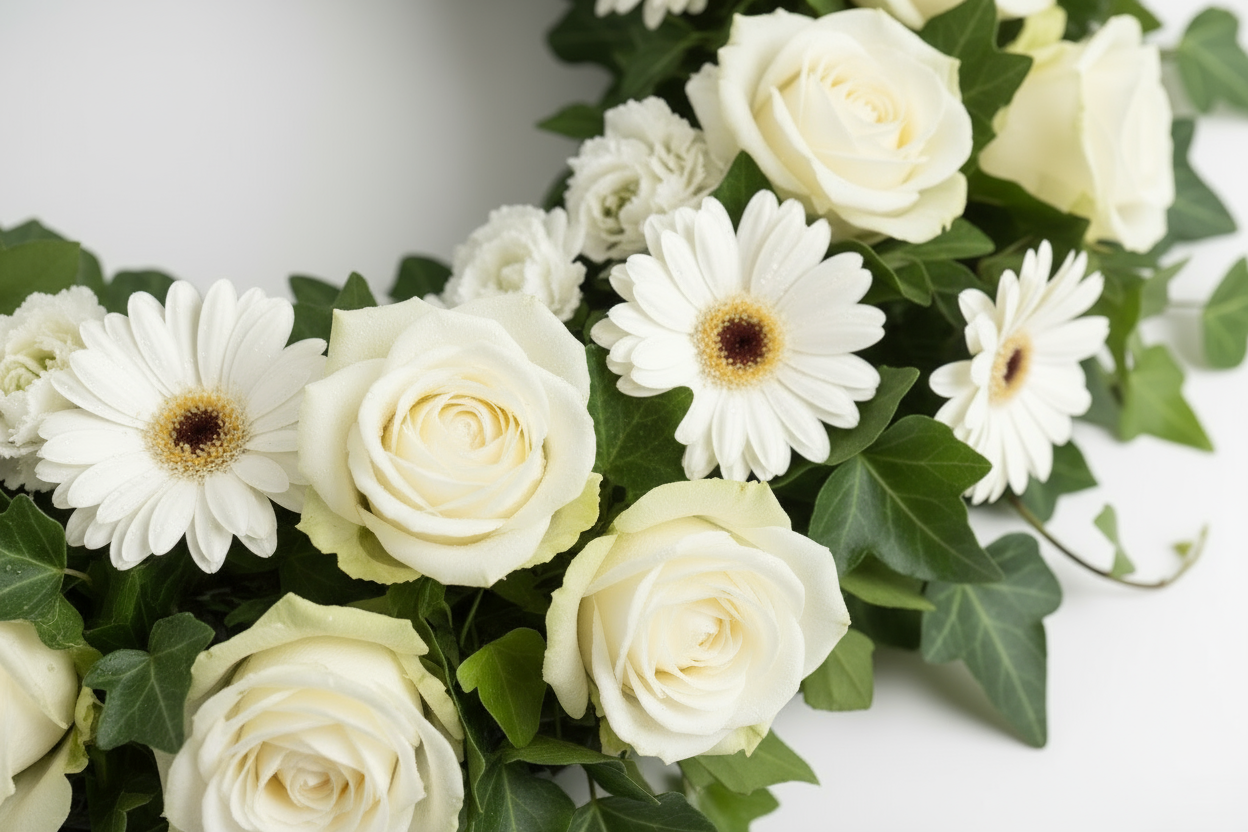 Närbild begravningskrans