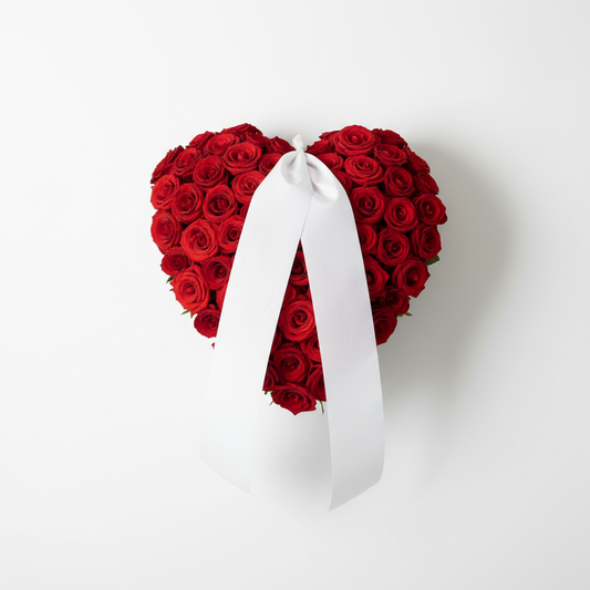 Roshjärta med begravningsband