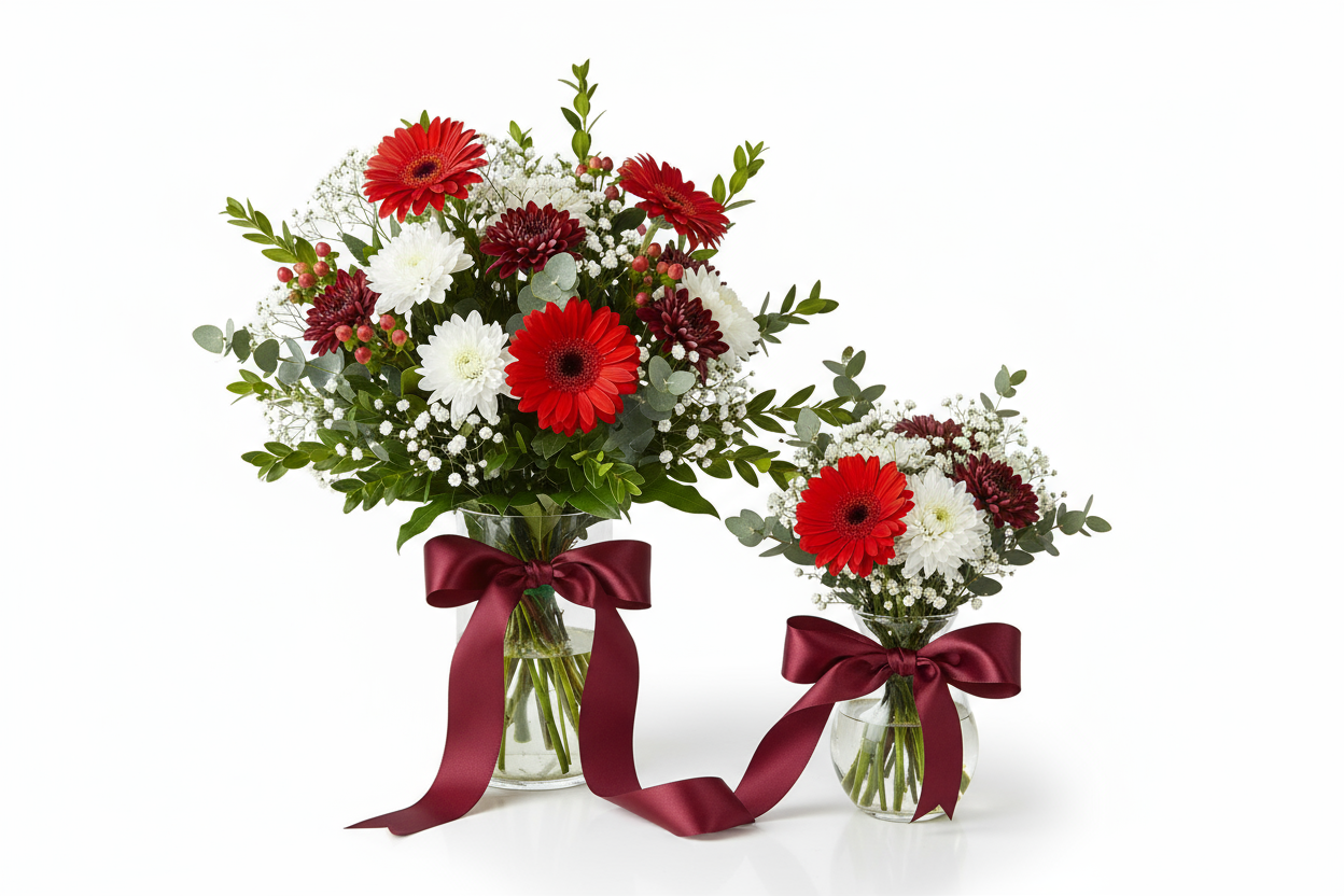 Två buketter med band