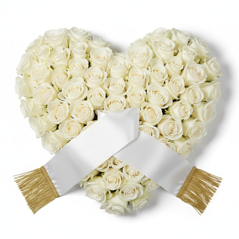 Vitt roshjärta närbild